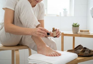 How can you safely wear open-toed shoes while treating a fungal nail?